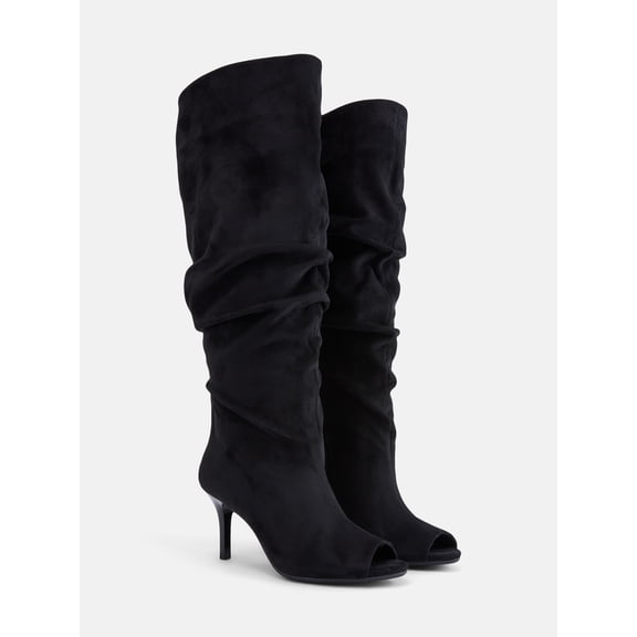 No Boundaries Women's Tall Peep Toe Boots