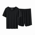 thumbnail image 5 of Sakmal Cooling Summer Pajamas for Women Set Black Shorts and T-Shirt Short Sleeve Soft Sleepwear Set Solid Crew Neck Pajamas, 5 of 5