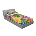 thumbnail image 2 of Ambesonne Vintage Fitted Sheet & Pillow Sham Set, Nature Flowers Buds, Twinxl, Lilac Green, 2 of 2