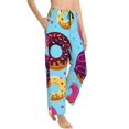thumbnail image 2 of Disketp Donuts Print Women'S Comfy Pajama Pants Casual Drawstring Palazzo Lounge Wide Leg Pants, 2 of 9
