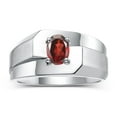 thumbnail image 1 of RYLOS Men's Rings Sterling Silver Ring Classic Solitaire 7X5MM Oval Shape Gemstone Designer Band Garnet January Birthstone Rings For Men Size 11, 1 of 5