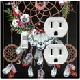 thumbnail image 1 of Metal Light Switch Plate Cover Beaded Feather Dreamcatcher Black DRM007, 1 of 13