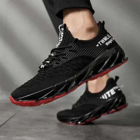 

Men‘s Black Casual Anti-slip Blade Type Shoes Lightweight Breathable Durable Running Shoes For Outdoor Hiking Training Running
