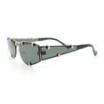 thumbnail image 4 of Womens Side Visor Retro Hipster Rimless Taper Rectangle Metal Rim Sunglasses Gold - Green, 4 of 5