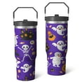 thumbnail image 2 of 30oz Skull Tumbler with Handle and Straw, Halloween Insulated Cup for Women, Leak Proof Travel Coffee Mug Ghost Pumpkin Gift for Spooky Witch Goth Lovers, 2 of 7