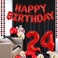 thumbnail image 3 of Red 24TH Birthday Party Decorations Supplies Red theme 16inch Red Foil Happy Birthday Balloons Banner Happy Birthday sash Foil Black Curtains Foil Balloons Number Red 24 Risehy, 3 of 6
