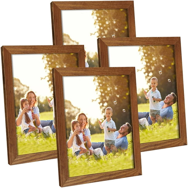 8x10 Picture Frame Wood with Mat Set of 4,Picture Frames 8 by 10 or 5x7  Matted,Decorative Gallery Photo Frames Set for Wall Decor,Living  Room,Office,Artwork Frames for Kids,Couples,Grandparents 