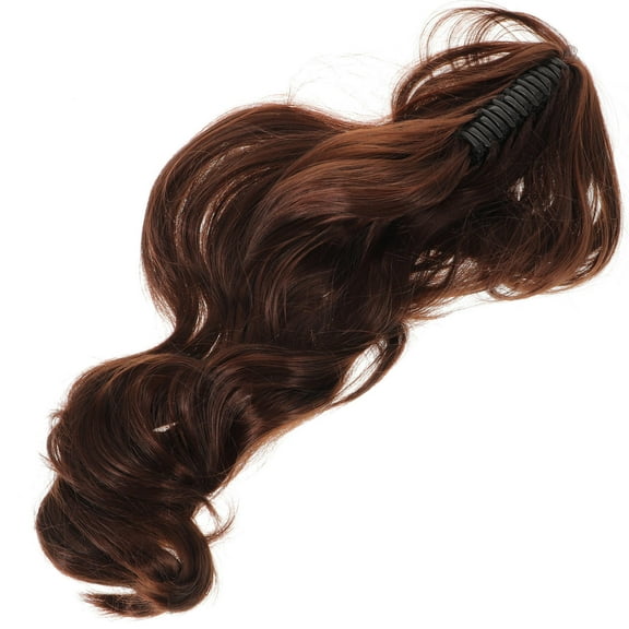 GOOHOCHY Fluffy Long Messy Curls Claw Clip Ponytail Extensions Synthetic Clip Drawstring Curly Ponytail Hairpiece Hair Extensions (Brown)