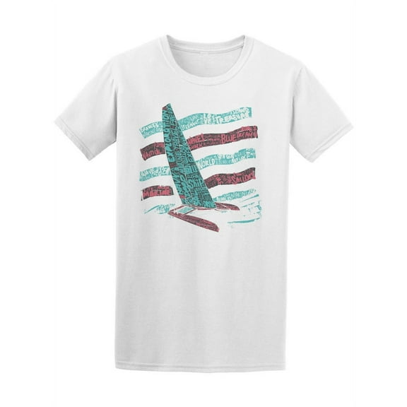 Catamaran Made Of Words T-Shirt Men -Image by Shutterstock, Male 4X-Large