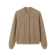 thumbnail image 5 of IUYRTFE Women's Stand Collar Snap Button Bomber Jacket Long Sleeve Casual Winter Coat with Pockets, 5 of 6