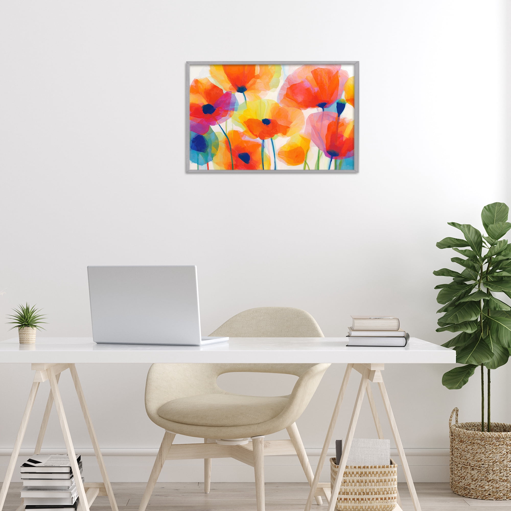 Stupell Industries Poppies At Golden Hour Gray Framed Giclee Art, design by Chromatic Storm Studio