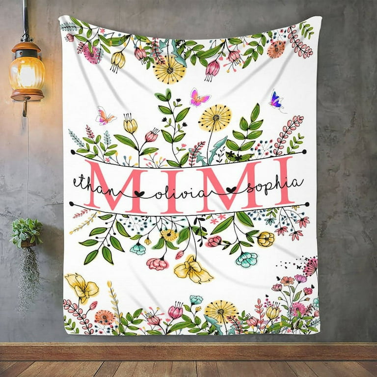Grandma Blanket Custom Blanket for Nana kid name Wildflowers Mimi And Grandkids Blanket Grandma Blanket With Grandkids Names Walmart