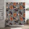 thumbnail image 1 of Ensemble de Rideau de Douche avec 12 Crochets, Rideaux de Bain en Tissu Polyester Imperméable, Vintage Halloween Chat Noir Citrouille Toile d'Araignée Décoration de Salle de Bain Lavable Durable, 72 Pouces Lx72 L, 1 of 4
