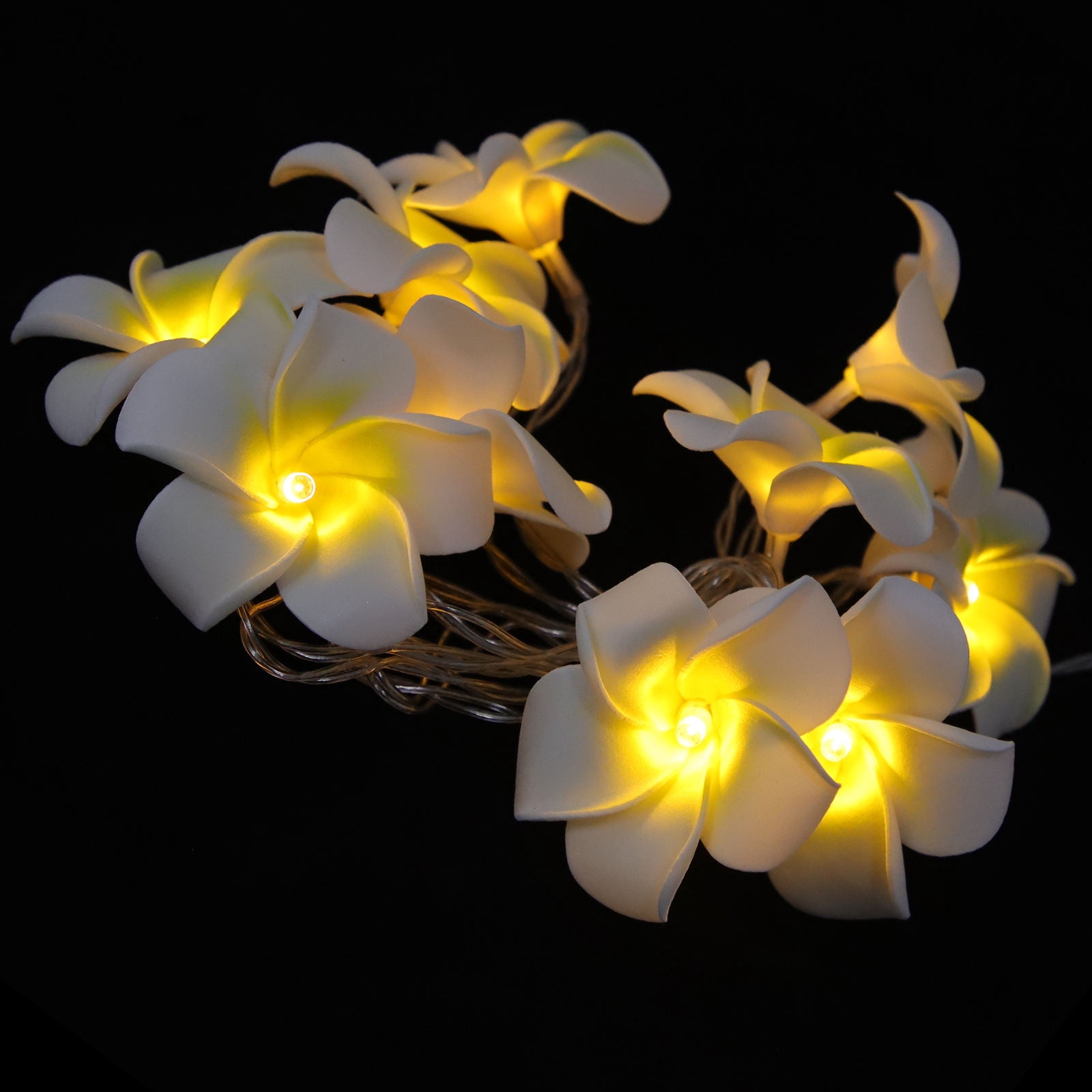 OUNONA Plumeria String Lights White LED String Lamp Lighting for Bedroom and Deck