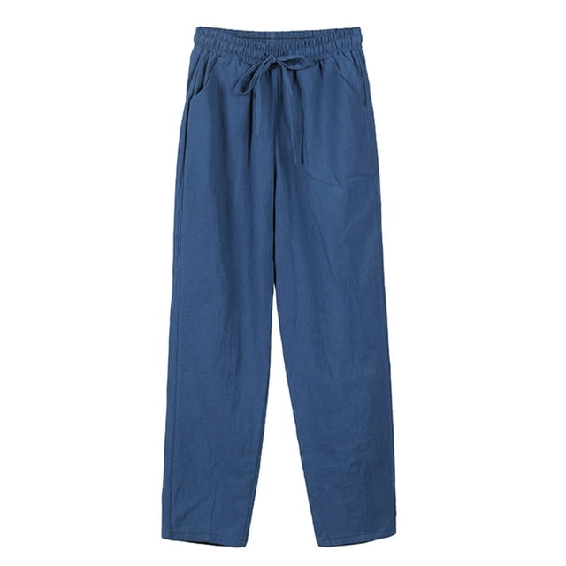Innerwin Bottom Mid Waisted Ladies Trousers Sports Elastic Waist Basic Loungewear Royal Blue M