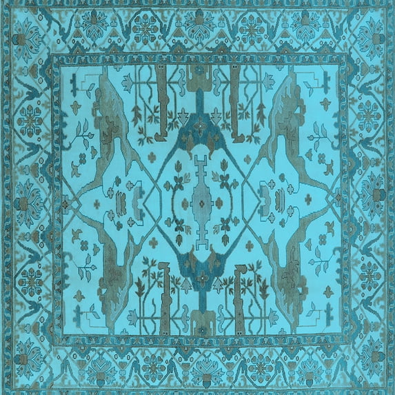 Ahgly Company Indoor Square Oriental Light Blue Traditional Area Rugs, 3' Square