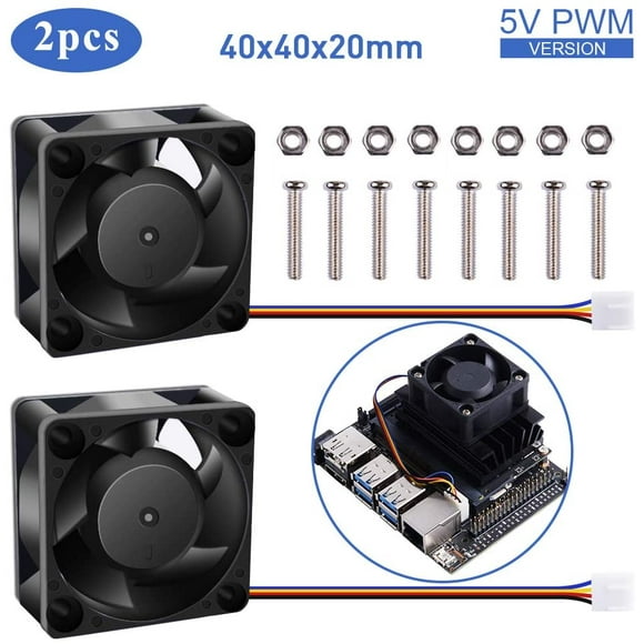 GeeekPi 2-Pack DC 5V 4020 Cooling Fan 40mm×40mm×20mm with Dual Ball Bearing for NVIDIA Jetson Nano Developer Kit PWM