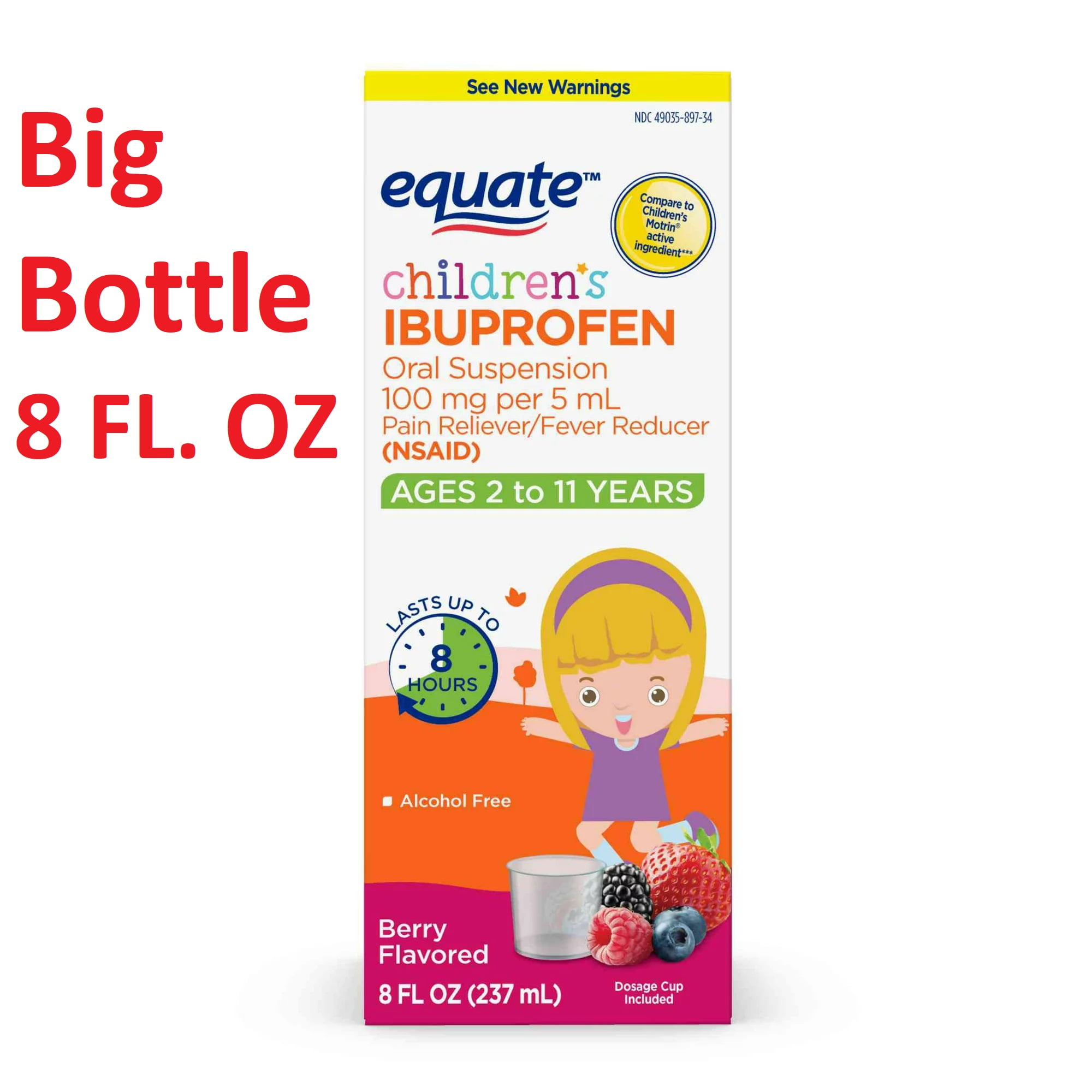 Children's Ibuprofen Ages 211 Pain + Fever Medicine Big Bottle 8 fl. oz. Compare to 2x 4 fl