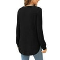 thumbnail image 3 of Karight Women's Casual Loose Round Neck Brushed Rib Solid Color Low Curved Hem Top, 3 of 8