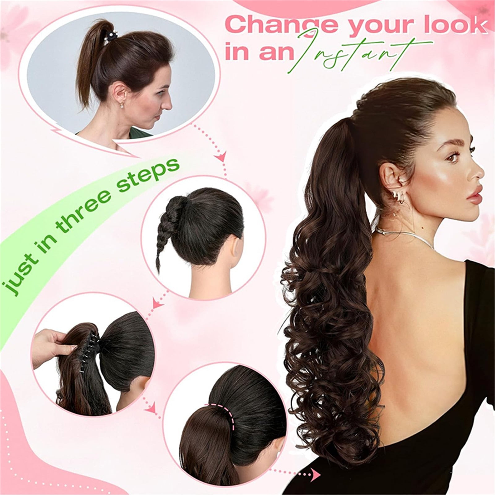 Claw Clip Ponytail Long Curly Wavy Pony Tails Hair Extensions Synthetic Horse Tail Hairpiece