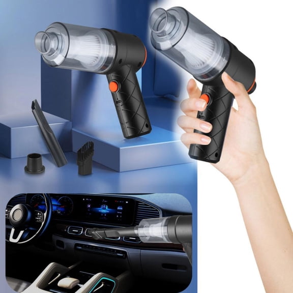 Outoloxit Handheld Car Vacuum Cleaner, Portable Cordless Dry/Wet Vacuum with 6000-10000PA Strong Suction, Mini USB Rechargeable for Auto Home, Includes Brush Nozzle and Washable Filter