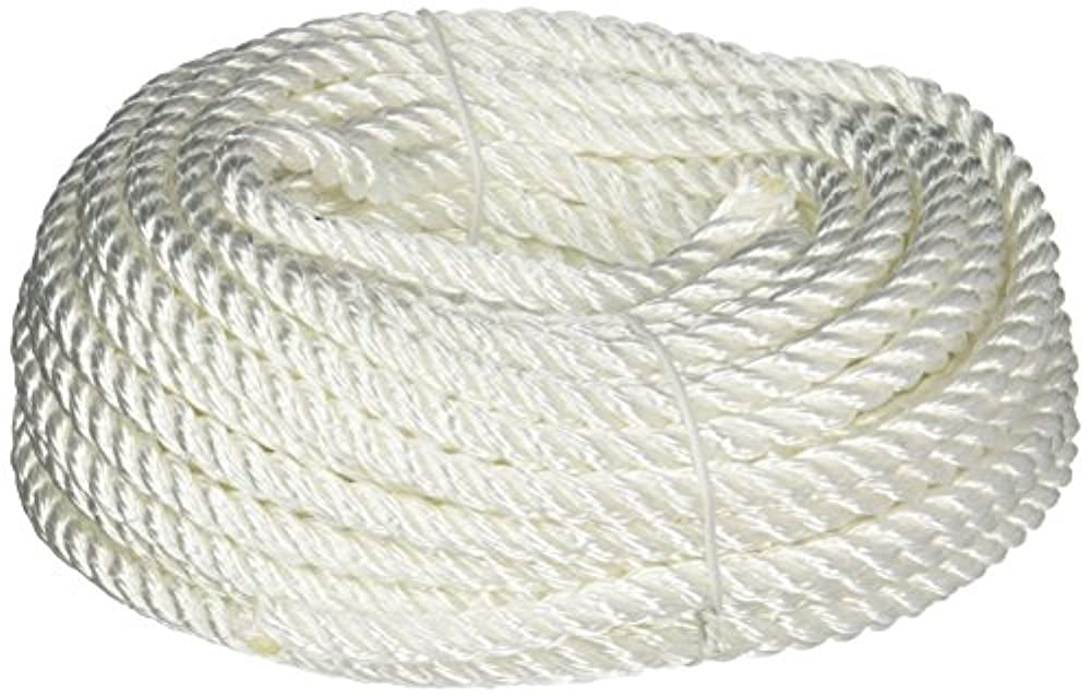 White 1/4" x 50ft Nylon Braided Rope Cord String
