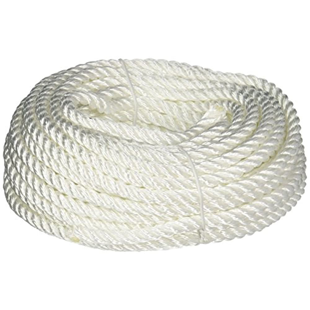 Cordage Source 333 Twisted Nylon Rope, 1/4Inch by 50Feet, White