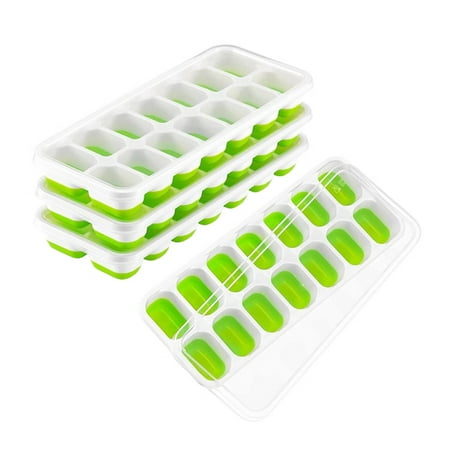 

Ice Cube Tray With Lid | Flexible Ice Cubes Maker | 14 Cells Reusable Rectangle Ice Cube Molds For Whiskey Cocktails Vodka And Juice Beverages (Green And Blue)