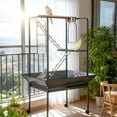 thumbnail image 2 of EDTara Large 64" Bird Cage With Play Center, Features Lockable Casters, Rotating Ring, Removable Tray, Perches, and Ladders for Indoor and Outdoor Use, 2 of 7