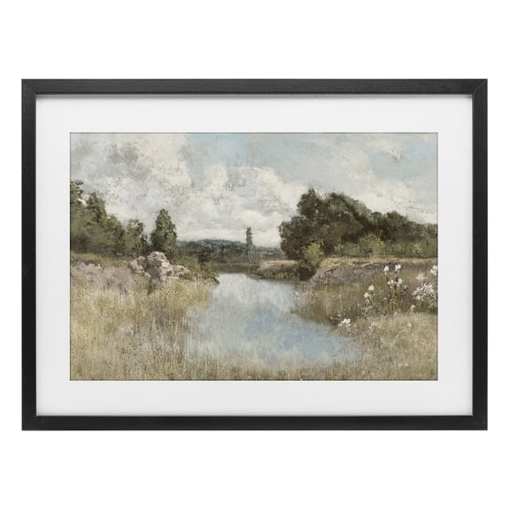 Stupell Industries Farmhouse Dawn At The Shore Black Framed Print Under Glass, 20 x 14, by Christy McKee