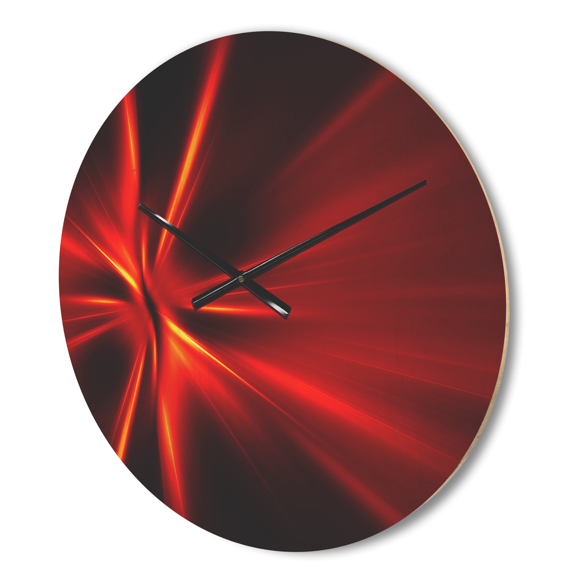 Designart 'Yellow and Red Rays ' Modern Wood Wall Clock