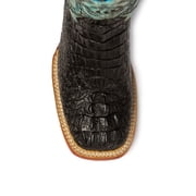FERRINI Women's Stampede Caiman Print Square Toe Western Boots, Color: Black/Teal, Size: 11-B