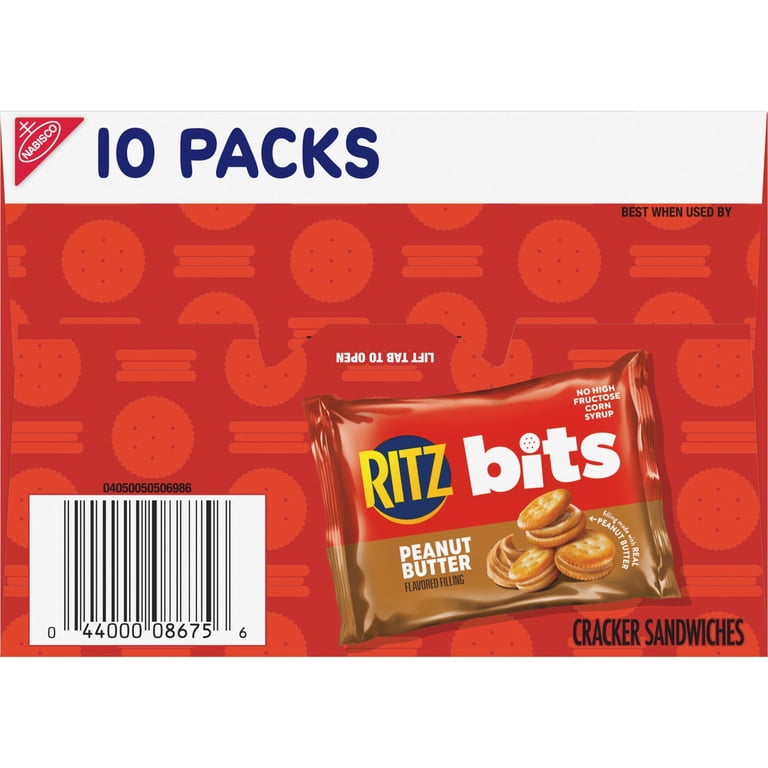 RITZ Bits Peanut Butter Sandwich Crackers, Lunch Snacks, 10 Snack