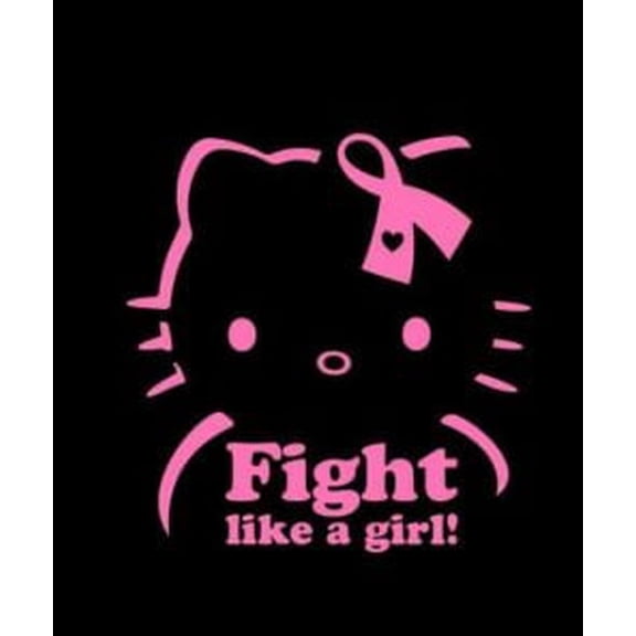 Fight Like A Girl Hello Kitty Professional Sticker for Truck, Car, Tumbler, Cup, Laptop, Decor, Locker, Table, Window