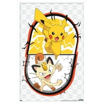 Pokemon - Pikachu Meowth Battle Wall Poster, 22.375" x 34" Framed