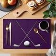 thumbnail image 2 of Golf Ball Club Placemats Set of 4, Sports Abstract Vintage Purple Placemats for Dining Table, Place Mats for Kitchen Tabletop, Waterproof Wipeable Dining Table Mats Set, 2 of 9