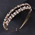 thumbnail image 4 of Diadema de cristal para novia para mujer, diadema fina con flores y hojas para boda, para niña de las flores, con perla y diamante, 4 of 6