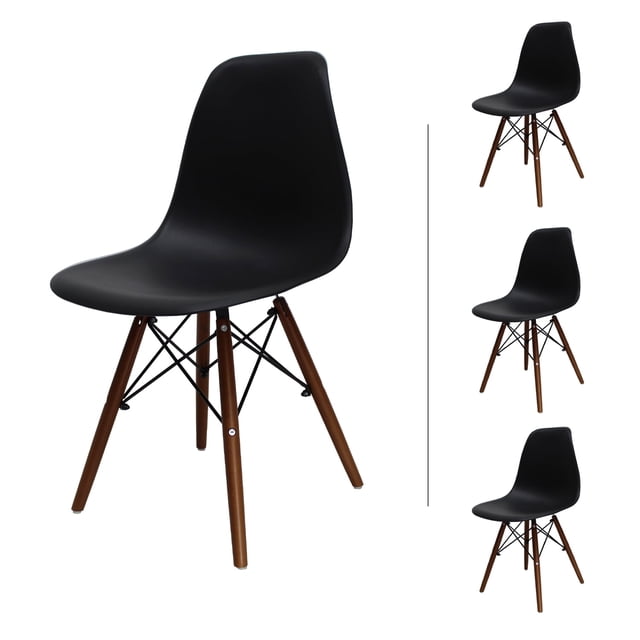 Mundo In Juego de Sillas Negras Eames Oslo para Comedor 4 Piezas MUNDO IN SILLAS OSLO/HOGAR/MODERNO