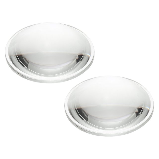 Lente Convexa Plana Uxcell de 64mm de Diámetro, 2 Pcs Altura 23mm Vidrio Borosilicato Alto Lente Convexa Condensadora Óptica con Bisel para Linterna, Bicicleta, Faro, Luz de Proyector, Clara 3mm