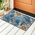 thumbnail image 2 of YFYANG 72"x48" Non-Slip Flannel Carpet Doormat, Living Room Bedroom Office Decorative Area Rugs, Indoor Vintage Blue Tropical Flower Floor Mats, 2 of 7