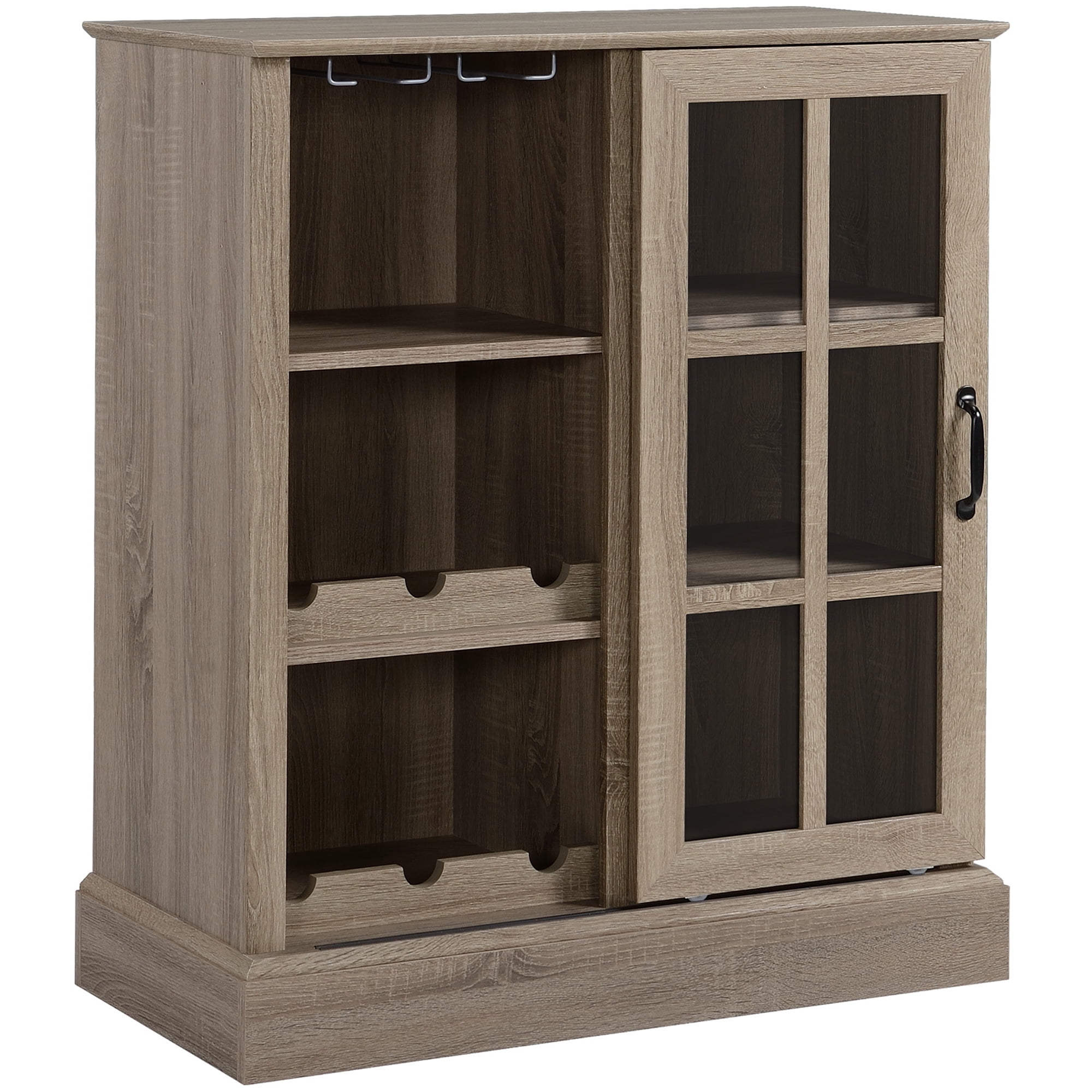 Sideboard with Sliding Glass Door, Bar for Liquor and