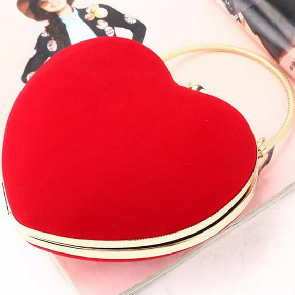 Soimiss 1 Pcs Heart Evening Bag for Women in Portable Design with Storage in Red