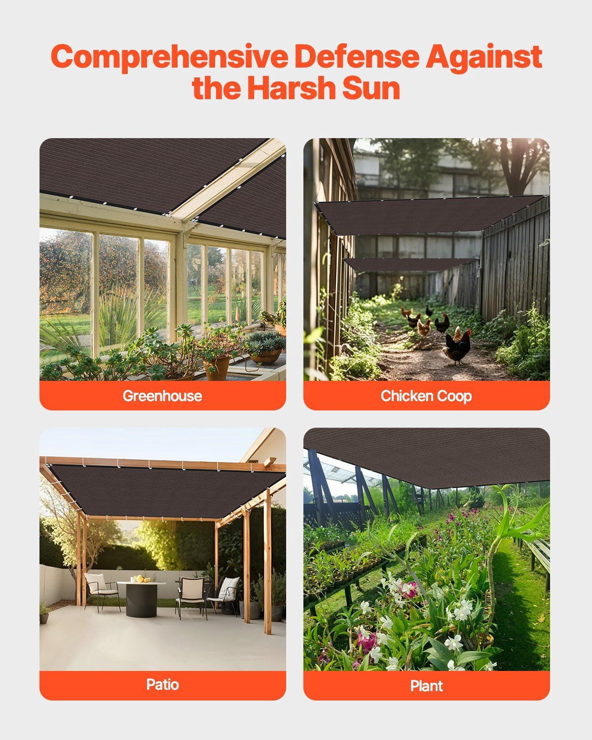 10x12ft 90% Sun Shade Cloth - 140GSM HDPE Pergola Cover w/Stainless Grommets - Brown Privacy Screen for Patio, Garden & Backyard
