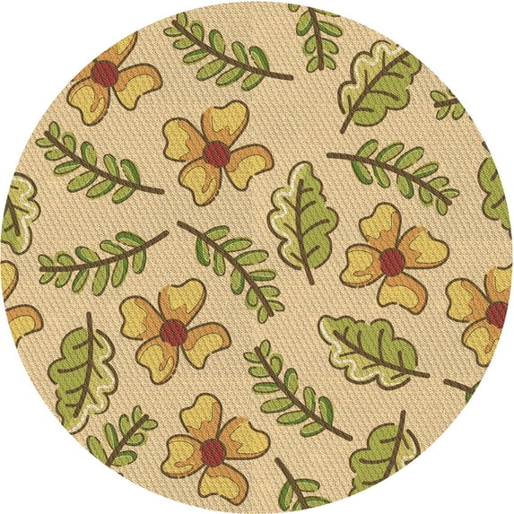 Ahgly Company Machine Washable Indoor Round Transitional Dark Golden Rod Brown Area Rugs, 5' Round