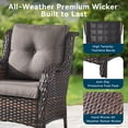 thumbnail image 4 of Giantfurnni Wicker Patio Chairs Set of 2, Outdoor Lounge Chairs with Cushions for Porch Balcony Backyard, Brown Wicker and Grey Cushions, 4 of 11