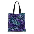 thumbnail image 1 of JSDART Canvas Tote Bag Purple Feminine Palm Leaves Pattern Colorful Leopard Exotic Reusable Shoulder Grocery Shopping Bags Handbag, 1 of 1