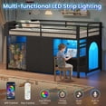 thumbnail image 4 of Twin Size Loft Bed with Desk & 6 Drawers, Metal Loft Bed with LED Lights, Stuffed Animal Cage, Safety Guardrail, Play Zone, No Box Spring Needed, Black, 4 of 8