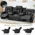 thumbnail image 6 of AECOJOY Reclining Sofa with 2 Console& Bluetooth Speakers, Manual RV Recliner Couch with USB Ports&4 Cup Holders, 2 Side Pockets Recliners on Clearance Home Theater Seating, Faux Leather in Black, 6 of 8
