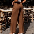 thumbnail image 5 of TEAJOPSUU Womens High Waist Wide Leg Pants Wide Waistband Pleated Trousers with Pockets Business Casual Work Office Wear Coffee, 5 of 9