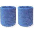thumbnail image 2 of COUVER 4 Inch Solid Terry Cotton Athletic Sweat Wristbands Carolina Blue 2 Pairs (Mens), 2 of 7